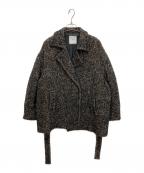 CLANEクラネ）の古着「MIX LOOP TWEED BOX COAT ミックスループツイードボックスコート」｜ブラウン
