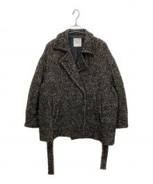 CLANE（クラネ）の古着「MIX LOOP TWEED BOX COAT ミックスループツイードボックスコート」｜ブラウン