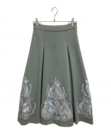 Ameri（アメリ）の古着「RIBBON EMBROIDERY SKIRT/リボンエンブロイダリースカート」｜グリーン