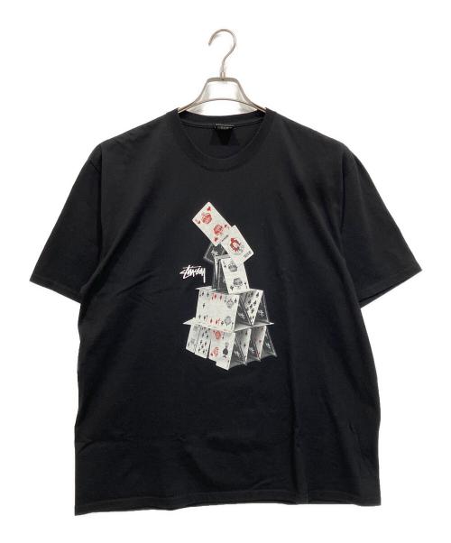 stussy（ステューシー）stussy (ステューシー) House Of Cards S/S Tee ブラック サイズ:XLの古着・服飾アイテム