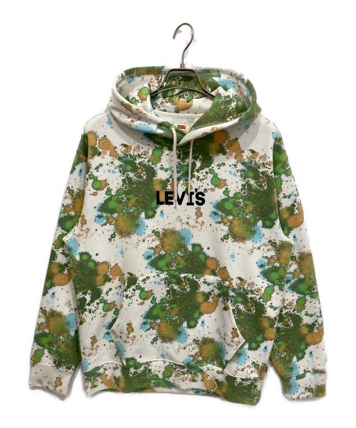 LEVI'S（リーバイス）LEVI'S (リーバイス) 裏起毛プルオーバーパーカー ホワイト×グリーン サイズ:Mの古着・服飾アイテム