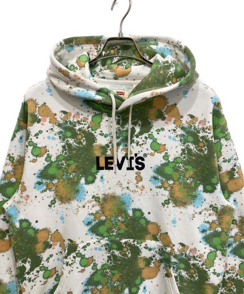 LEVI'S（リーバイス）LEVI'S (リーバイス) 裏起毛プルオーバーパーカー ホワイト×グリーン サイズ:Mの古着・服飾アイテム