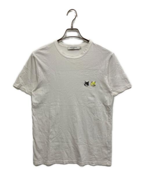 maison kitsune（メゾンキツネ）maison kitsune (メゾンキツネ) DOUBLE MONOCHROME FOX HEAD PATCH CLASSIC TEE-SHIRT ホワイト サイズ:XSの古着・服飾アイテム