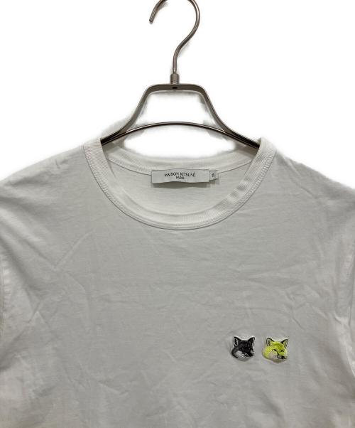 maison kitsune（メゾンキツネ）maison kitsune (メゾンキツネ) DOUBLE MONOCHROME FOX HEAD PATCH CLASSIC TEE-SHIRT ホワイト サイズ:XSの古着・服飾アイテム