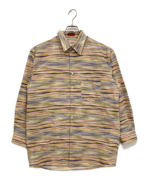 missoni（ミッソーニ）MISSONI (ミッソーニ) シアサッカー総柄シャツ オレンジ×ブルー サイズ:50の古着・服飾アイテム