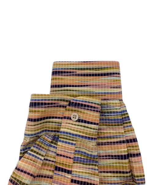 missoni（ミッソーニ）MISSONI (ミッソーニ) シアサッカー総柄シャツ オレンジ×ブルー サイズ:50の古着・服飾アイテム