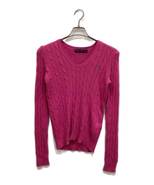 RALPH LAUREN（ラルフローレン）RALPH LAUREN (ラルフローレン) コットン ケーブルニット ショッキングピンク サイズ:Sの古着・服飾アイテム