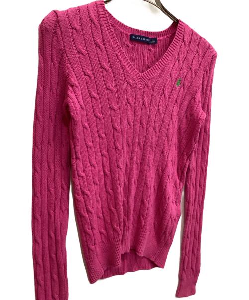 RALPH LAUREN（ラルフローレン）RALPH LAUREN (ラルフローレン) コットン ケーブルニット ショッキングピンク サイズ:Sの古着・服飾アイテム