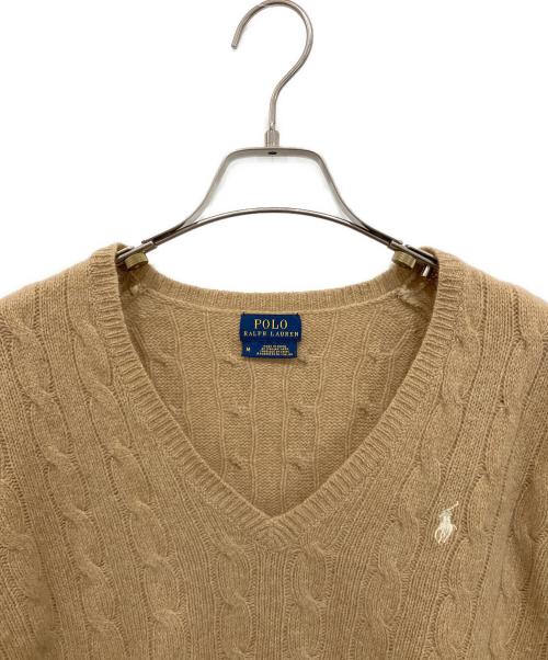 POLO RALPH LAUREN（ポロ・ラルフローレン）POLO RALPH LAUREN (ポロ・ラルフローレン) ウールカシミヤ ケーブルニット ブラウン サイズ:Mの古着・服飾アイテム