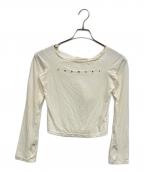 AND MARYアンドマリー）の古着「Mary sheer logo tops」｜アイボリー