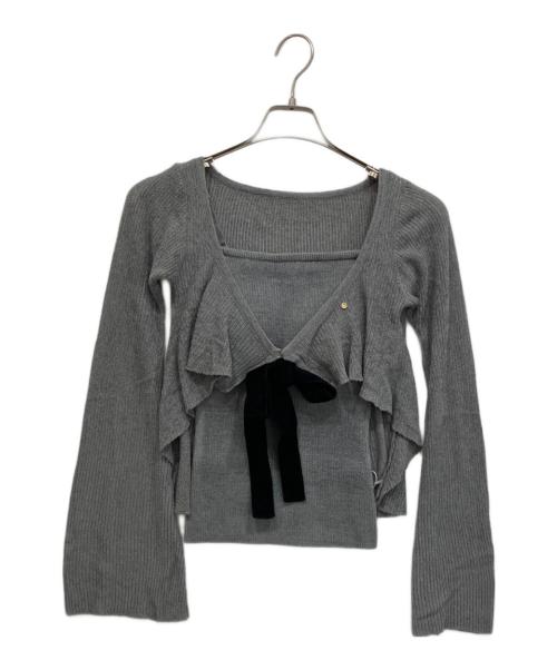 AND MARY（アンドマリー）AND MARY (アンドマリー) Emma knit flare cardigan set グレー サイズ:freeの古着・服飾アイテム