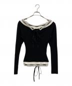 THEREDTHREADザレッドスレッド）の古着「S lace trim off shoulder tops」｜ブラック