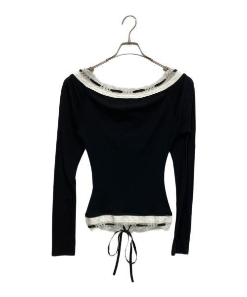 THEREDTHREAD（ザレッドスレッド）THEREDTHREAD (ザレッドスレッド) S lace trim off shoulder tops ブラック サイズ:Freeの古着・服飾アイテム