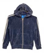 adidas Originalsアディダスオリジナル）の古着「Velour Full Zip Hoodie/ジップパーカー」｜ネイビー