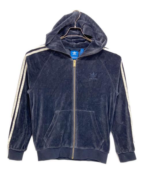 adidas Originals（アディダスオリジナル）adidas Originals (アディダスオリジナル) Velour Full Zip Hoodie/ジップパーカー ネイビー サイズ:Mの古着・服飾アイテム