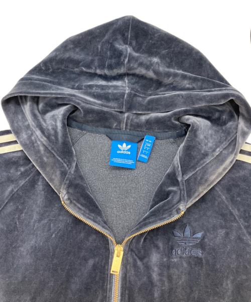adidas Originals（アディダスオリジナル）adidas Originals (アディダスオリジナル) Velour Full Zip Hoodie/ジップパーカー ネイビー サイズ:Mの古着・服飾アイテム