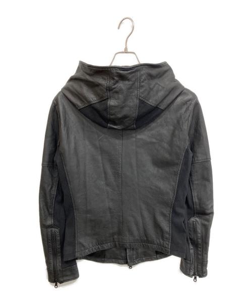 NO ID.（ノーアイディー）NO ID. (ノーアイディー) Lambバフィングフーデッド比翼ブルゾン ブラック サイズ:3の古着・服飾アイテム