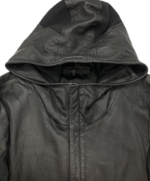 NO ID.（ノーアイディー）NO ID. (ノーアイディー) Lambバフィングフーデッド比翼ブルゾン ブラック サイズ:3の古着・服飾アイテム