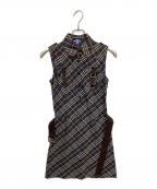 BURBERRY BLACK LABELバーバリーブラックレーベル）の古着「チェック柄ノースリーブワンピース」｜ブラウン