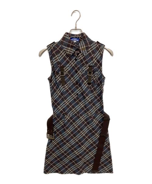 BURBERRY BLACK LABEL（バーバリーブラックレーベル）BURBERRY BLACK LABEL (バーバリーブラックレーベル) チェック柄ノースリーブワンピース ブラウン サイズ:36の古着・服飾アイテム