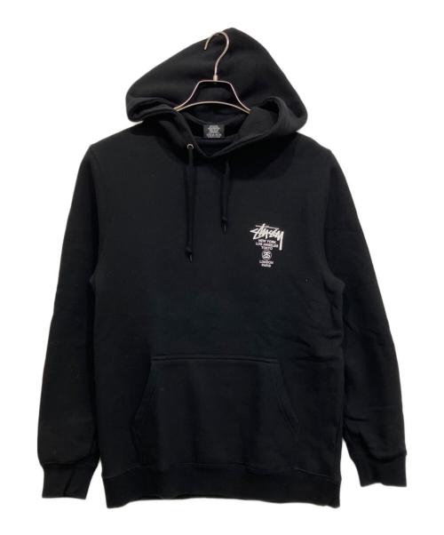 stussy（ステューシー）stussy (ステューシー) WORLD TOUR  プルオーバーパーカー ブラック サイズ:Sの古着・服飾アイテム