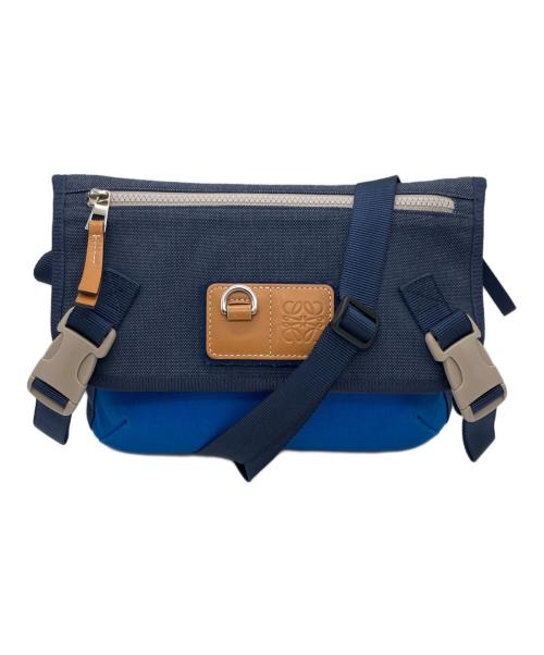 LOEWE（ロエベ）LOEWE (ロエベ) キャンバス メッセンジャーバッグ ネイビー×ブルーの古着・服飾アイテム