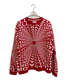HELLRAZOR×down north camp（ヘルレイザー×ダウンノースキャンプ）の古着「GRAVITATE CREW NECK 裏起毛クルーネックスウェット」｜レッド×ホワイト
