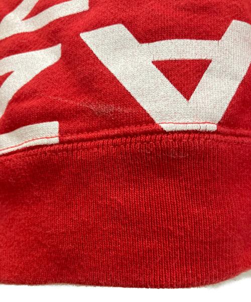 HELLRAZOR（ヘルレイザー）HELLRAZOR (ヘルレイザー) down north camp (ダウンノースキャンプ) GRAVITATE CREW NECK 裏起毛クルーネックスウェット レッド×ホワイト サイズ:XLの古着・服飾アイテム