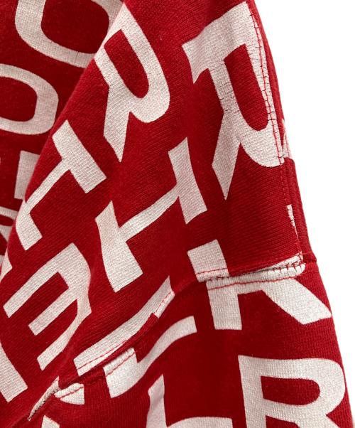HELLRAZOR（ヘルレイザー）HELLRAZOR (ヘルレイザー) down north camp (ダウンノースキャンプ) GRAVITATE CREW NECK 裏起毛クルーネックスウェット レッド×ホワイト サイズ:XLの古着・服飾アイテム