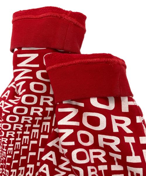 HELLRAZOR（ヘルレイザー）HELLRAZOR (ヘルレイザー) down north camp (ダウンノースキャンプ) GRAVITATE CREW NECK 裏起毛クルーネックスウェット レッド×ホワイト サイズ:XLの古着・服飾アイテム