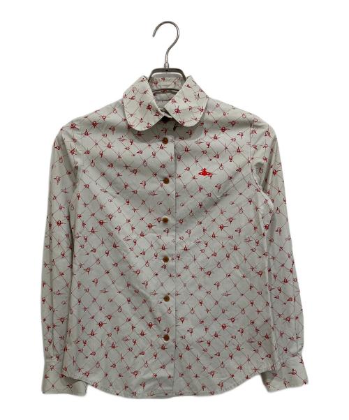Vivienne Westwood RED LABEL（ヴィヴィアンウエストウッドレッドレーベル）Vivienne Westwood RED LABEL (ヴィヴィアンウエストウッドレッドレーベル) オーブ刺繍総柄シャツ ベージュ×レッド サイズ:1の古着・服飾アイテム