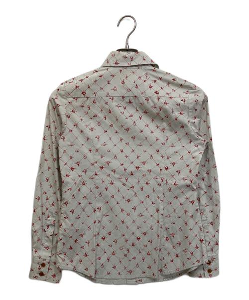 Vivienne Westwood RED LABEL（ヴィヴィアンウエストウッドレッドレーベル）Vivienne Westwood RED LABEL (ヴィヴィアンウエストウッドレッドレーベル) オーブ刺繍総柄シャツ ベージュ×レッド サイズ:1の古着・服飾アイテム