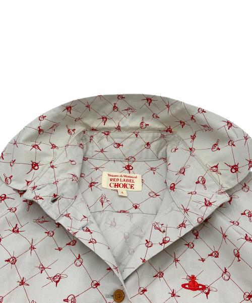 Vivienne Westwood RED LABEL（ヴィヴィアンウエストウッドレッドレーベル）Vivienne Westwood RED LABEL (ヴィヴィアンウエストウッドレッドレーベル) オーブ刺繍総柄シャツ ベージュ×レッド サイズ:1の古着・服飾アイテム