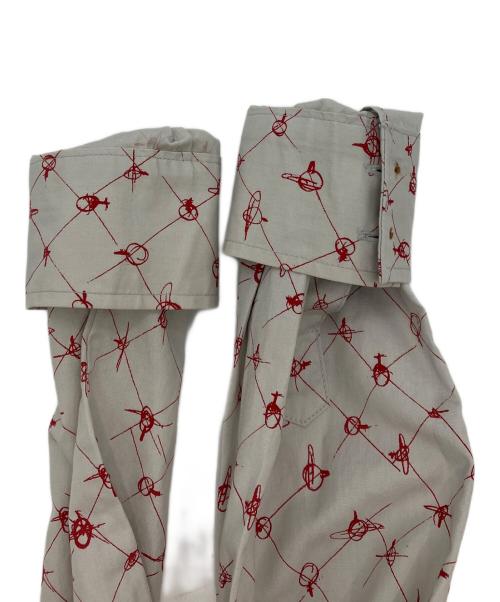 Vivienne Westwood RED LABEL（ヴィヴィアンウエストウッドレッドレーベル）Vivienne Westwood RED LABEL (ヴィヴィアンウエストウッドレッドレーベル) オーブ刺繍総柄シャツ ベージュ×レッド サイズ:1の古着・服飾アイテム
