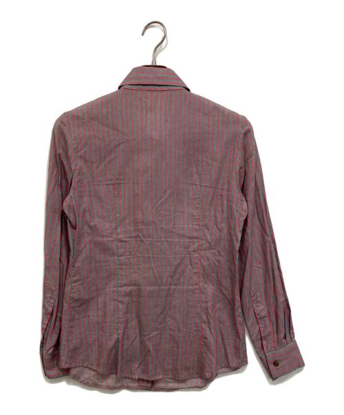 Vivienne Westwood RED LABEL（ヴィヴィアンウエストウッドレッドレーベル）Vivienne Westwood RED LABEL (ヴィヴィアンウエストウッドレッドレーベル) ストライプシャツ グレー×ピンク サイズ:2の古着・服飾アイテム