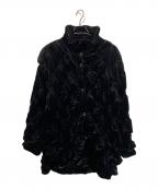 Ameri VINTAGEアメリヴィンテージ）の古着「VELOUR QUILTING STAND COLLAR BLOUSON ブルゾン」｜ブラック
