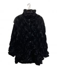 Ameri VINTAGE（アメリヴィンテージ）の古着「VELOUR QUILTING STAND COLLAR BLOUSON ブルゾン」｜ブラック