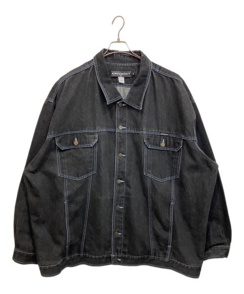 KNOCKOUT（ノックアウト）KNOCKOUT (ノックアウト) 古着デニムカバーオール ブラック サイズ:4XLの古着・服飾アイテム