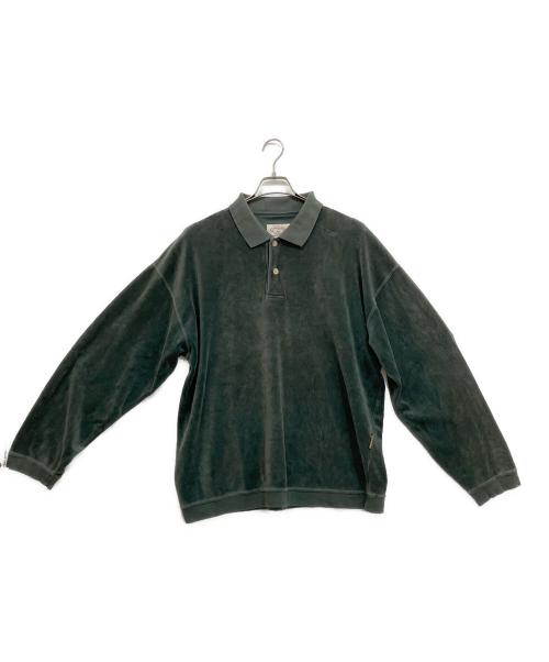 ARMANI JEANS（アルマーニジーンズ）ARMANI JEANS (アルマーニジーンズ) 90Sベロアポロシャツ グリーン サイズ:Lの古着・服飾アイテム