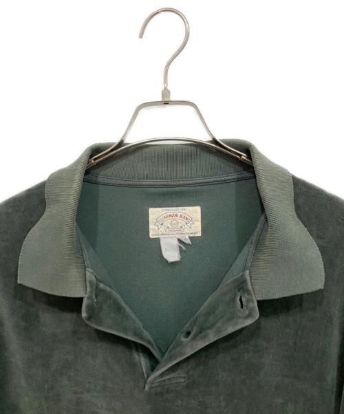 ARMANI JEANS（アルマーニジーンズ）ARMANI JEANS (アルマーニジーンズ) 90Sベロアポロシャツ グリーン サイズ:Lの古着・服飾アイテム