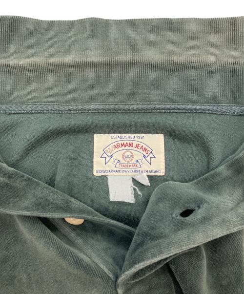 ARMANI JEANS（アルマーニジーンズ）ARMANI JEANS (アルマーニジーンズ) 90Sベロアポロシャツ グリーン サイズ:Lの古着・服飾アイテム