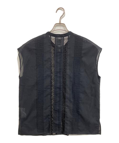 U by SPICK&SPAN（ユー バイ スピック＆スパン）U by Spick&Span (ユー バイ スピック＆スパン) 26SS レースピンタックフレンチスリーブブラウス ブラック サイズ:freeの古着・服飾アイテム