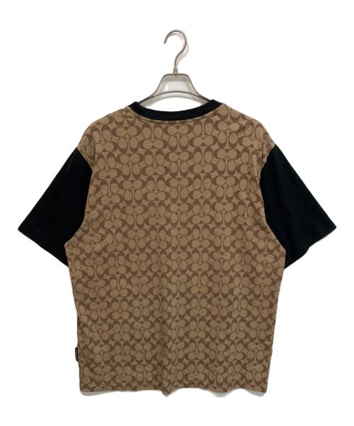 COACH（コーチ）COACH (コーチ) シグネチャーポケットTシャツ ブラウン×ブラック サイズ:Lの古着・服飾アイテム