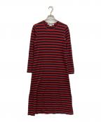 COMME des GARCONS COMME des GARCONSコムデギャルソン コムデギャルソン）の古着「コットン ボーダー ロング ワンピース」｜ブラック×レッド