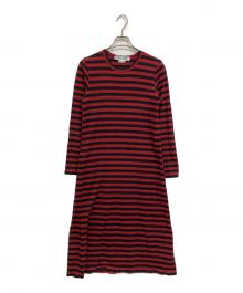 COMME des GARCONS COMME des GARCONS（コムデギャルソン コムデギャルソン）の古着「コットン ボーダー ロング ワンピース」｜ブラック×レッド