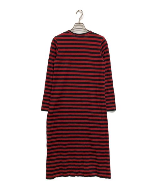 COMME des GARCONS COMME des GARCONS（コムデギャルソン コムデギャルソン）COMME des GARCONS COMME des GARCONS (コムデギャルソン コムデギャルソン) コットン ボーダー ロング ワンピース ブラック×レッド サイズ:XSの古着・服飾アイテム