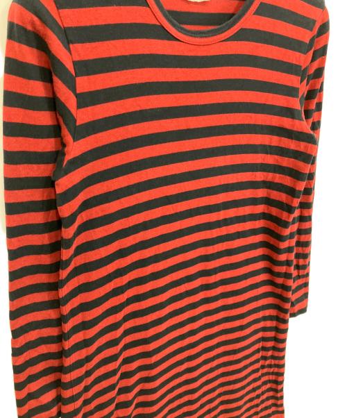 COMME des GARCONS COMME des GARCONS（コムデギャルソン コムデギャルソン）COMME des GARCONS COMME des GARCONS (コムデギャルソン コムデギャルソン) コットン ボーダー ロング ワンピース ブラック×レッド サイズ:XSの古着・服飾アイテム