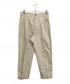 TOMORROW LAND PILGRIMトゥモローランド ピルグリム）の古着「コットンカシミヤ バックベルト ペグトップスラックス SONDRIO」｜ベージュ