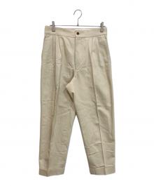 TOMORROW LAND PILGRIM（トゥモローランド ピルグリム）の古着「コットンカシミヤ バックベルト ペグトップスラックス SONDRIO」｜ベージュ