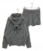 ANDWANGアンドワン）の古着「Ribbon Off-Shoulder Knit Set セットアップ」｜グレー